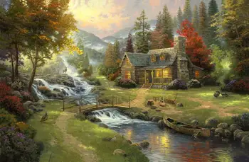 Wall picture Canvas Painting Stone House in the forest Sunset landscape Painting print For Living Room Decor
Wall picture Canvas Painting Stone House in the forest Sunset landscape Painting print For Living Room Decor