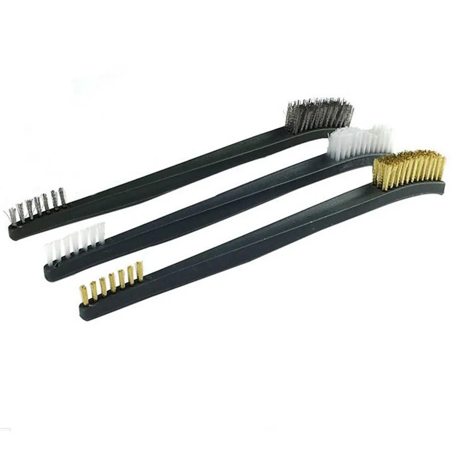 3pcs Mini Double Head Wire Brush Set Steel Brass Nylon Cleaning Polishing Metal Rust Brush
3pcs Mini Double Head Wire Brush Set Steel Brass Nylon Cleaning Polishing Metal Rust Brush