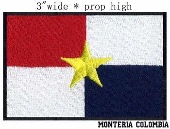 

Monteria, Colombia Flag embroidery 3" wide shipping /strict regulatory/sky colour/symbol of hero