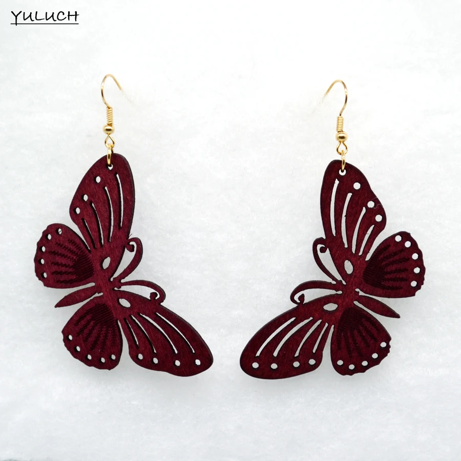 pair New design Big handmade butterfly natural dye color wood earring hollow 2016
pair New design Big handmade butterfly natural dye color wood earring hollow 2016