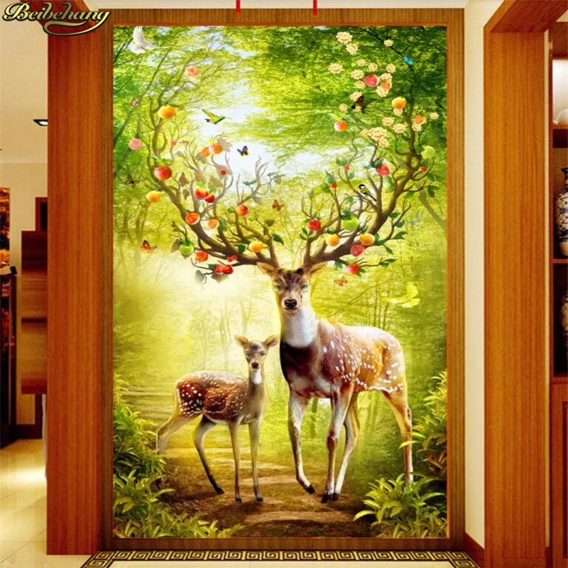 

beibehang custom Entrance Forest deer Art Mural wallpaper for walls 3D Wall Paper living room decoration wall papers home decor