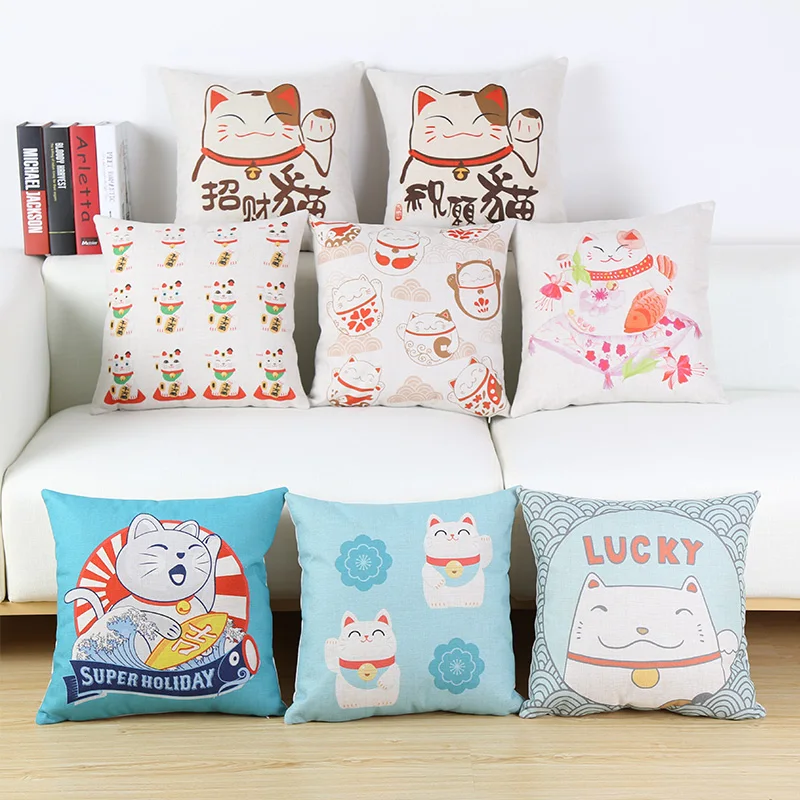 Japan Lucky Cat Style Print Cushion Cover Sofa Chair Linen Home Sofa Decorative Pillow Case New Square Shape 45X45cm
Japan Lucky Cat Style Print Cushion Cover Sofa Chair Linen Home Sofa Decorative Pillow Case New Square Shape 45X45cm