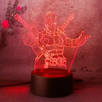 Marvel Deadpool Anti-hero Figure LED Toy 3D Illusion Lamp Night Light lamparas de mesa infantil Mood Novelty Lamp Holiday Gifts
Marvel Deadpool Anti-hero Figure LED Toy 3D Illusion Lamp Night Light lamparas de mesa infantil Mood Novelty Lamp Holiday Gifts