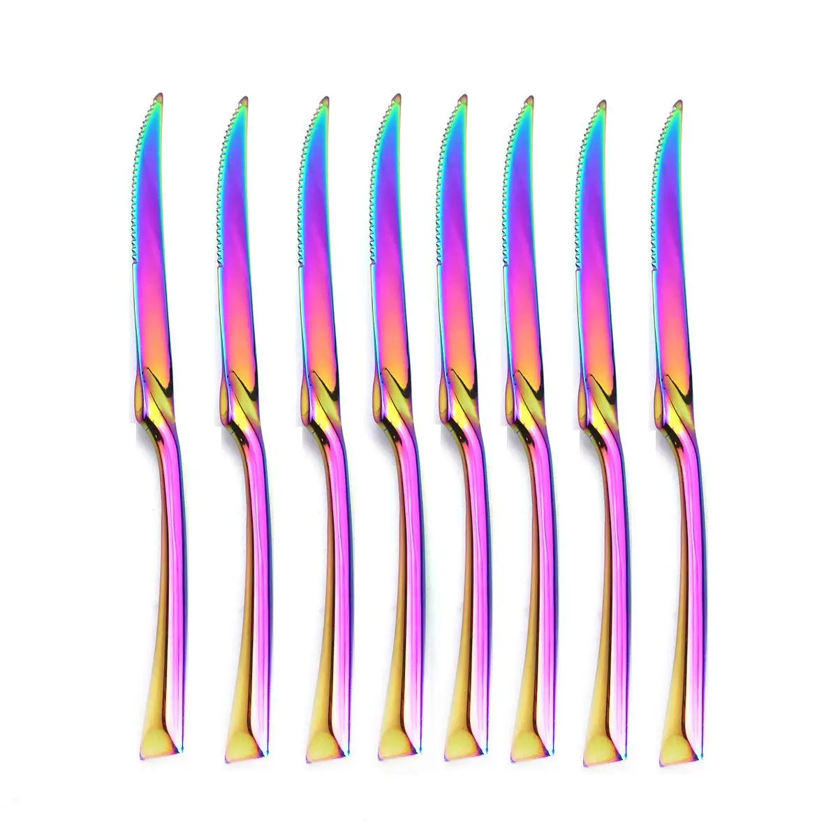 Steak Knife Dinner Knife Rainbow Restaurant Tableware Stainless Steel Cutlery Set Sharp Table Knives Set Dinnerware Set 8pcs/set
Steak Knife Dinner Knife Rainbow Restaurant Tableware Stainless Steel Cutlery Set Sharp Table Knives Set Dinnerware Set 8pcs/set