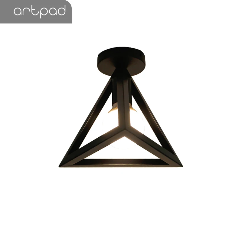 Nordic Triangle Cage Colorful Ceiling Light Led With E27 Bulb For