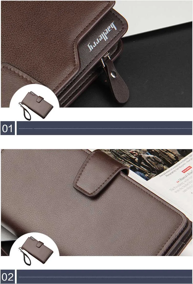 Brand Business wallet Clutch Coin pocket zipper men purse 3 fold wallet Casual luxury portfolio Phone bag Multi-card bit wallets 14