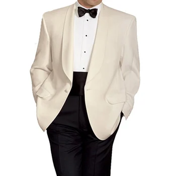 2019 Classic Style Men Suits Shawl Lapel Two Piece Wedding Groom Tuxedos One Button Ivory Jacket Black Pants
2019 Classic Style Men Suits Shawl Lapel Two Piece Wedding Groom Tuxedos One Button Ivory Jacket Black Pants