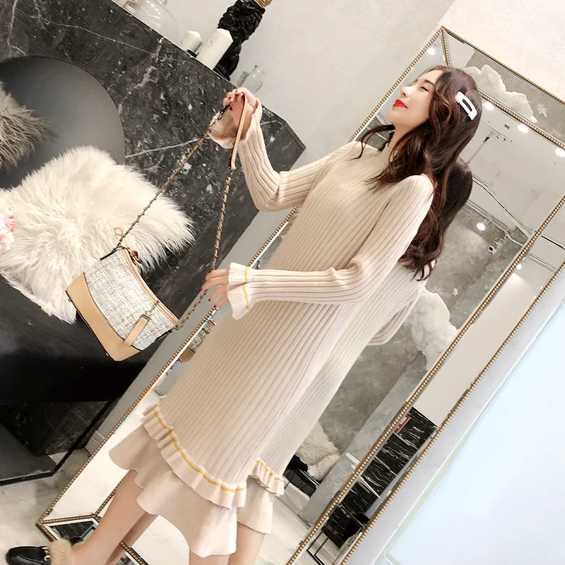 Sweater Dress Long Sleeve Winter Autumn O Neck Knitted Sweater Loose Casual Women 2019 Pullover Turtleneck Dress z0511
Sweater Dress Long Sleeve Winter Autumn O Neck Knitted Sweater Loose Casual Women 2019 Pullover Turtleneck Dress z0511
