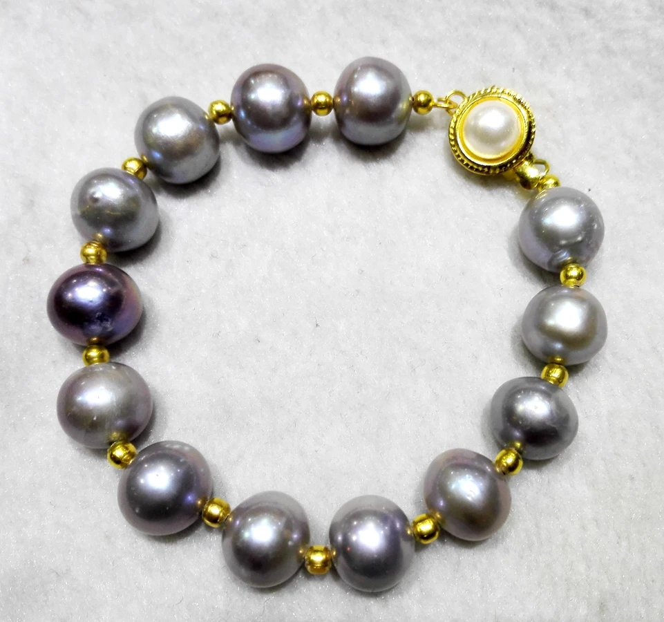 Wedding Woman Jewelry Pearl Bracelet 10-11mm Bright Gray Pearl Gold Bead Mixed Freshwater Pearl Bracelet
Wedding Woman Jewelry Pearl Bracelet 10-11mm Bright Gray Pearl Gold Bead Mixed Freshwater Pearl Bracelet