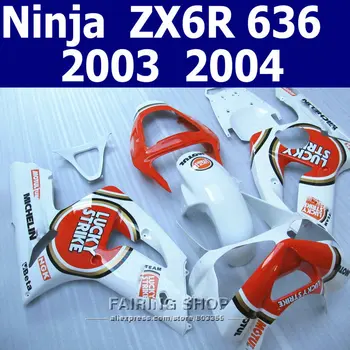 White Red Lucky Fairing kit For Kawasaki Ninja zx6r 03 04 2003 2004 Fairings ( Best plastic quality ) k12
White Red Lucky Fairing kit For Kawasaki Ninja zx6r 03 04 2003 2004 Fairings ( Best plastic quality ) k12
