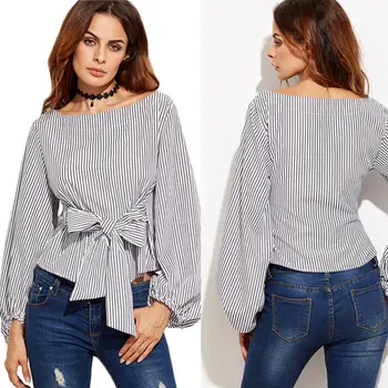 Bowknot Long Sleeve Blouse Summer Solid Blouses Fashion Women Clothing Ladies Off Shoulder Top Striped Blouses
Bowknot Long Sleeve Blouse Summer Solid Blouses Fashion Women Clothing Ladies Off Shoulder Top Striped Blouses