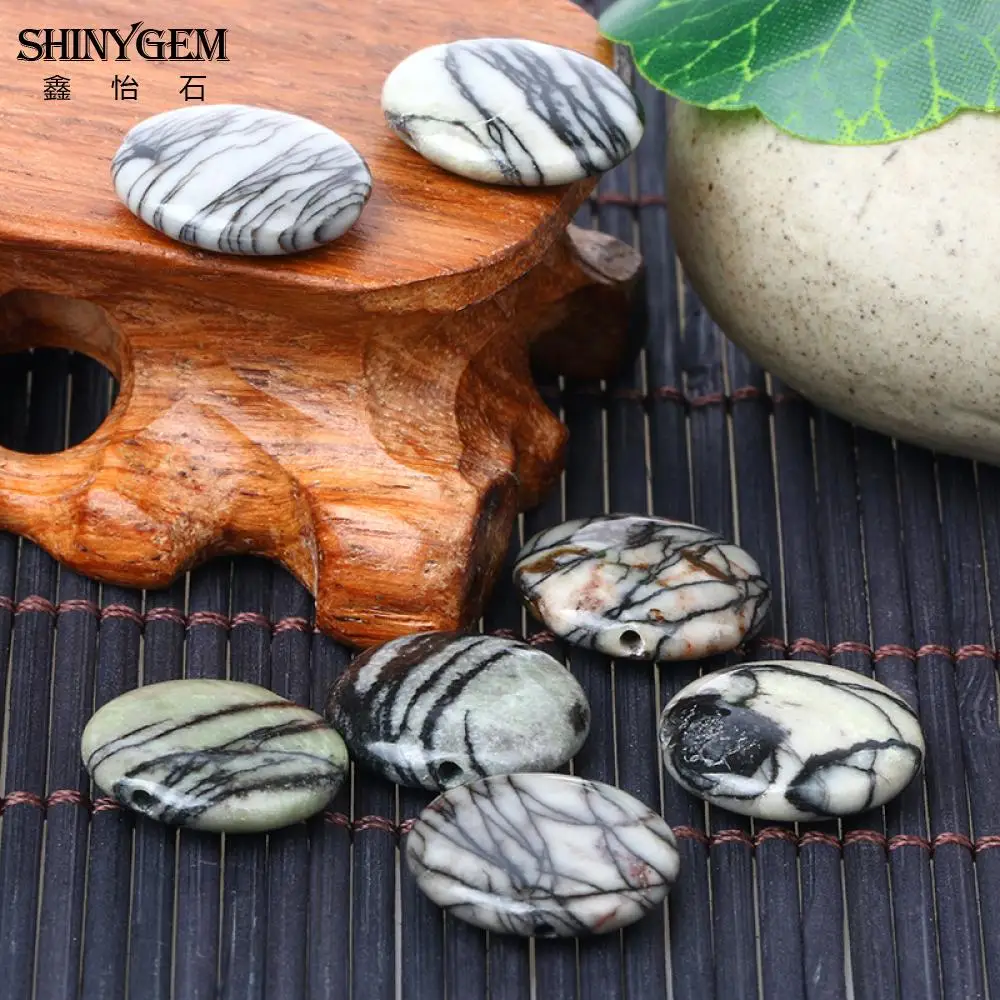 

ShinyGem 18mm Flat Round Zebra Stone Beads Grey Black Strip Network Stone Wholesale Natural Stone Beads For Jewelry Making 20pcs