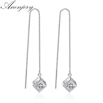 ANENJERY Delicate 925 Sterling Silver Cube Square Earrings Zircon Long Tassel Chain Earrings S-E238
ANENJERY Delicate 925 Sterling Silver Cube Square Earrings Zircon Long Tassel Chain Earrings S-E238