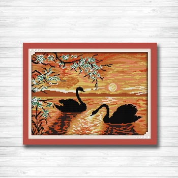 

Swan Lake birds sunset paintings home Decor Counted Printed on canvas DMC 11CT 14CT Cross Stitch kits Needlework Sets embroidery