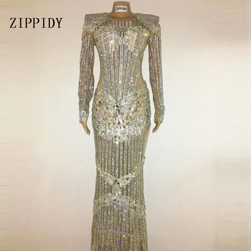 Luxurious Sparkly Crystals Celebrate Dress Evening Bright Rhinestones Long Dress Costume Female Singer Birthday Dresses
Luxurious Sparkly Crystals Celebrate Dress Evening Bright Rhinestones Long Dress Costume Female Singer Birthday Dresses