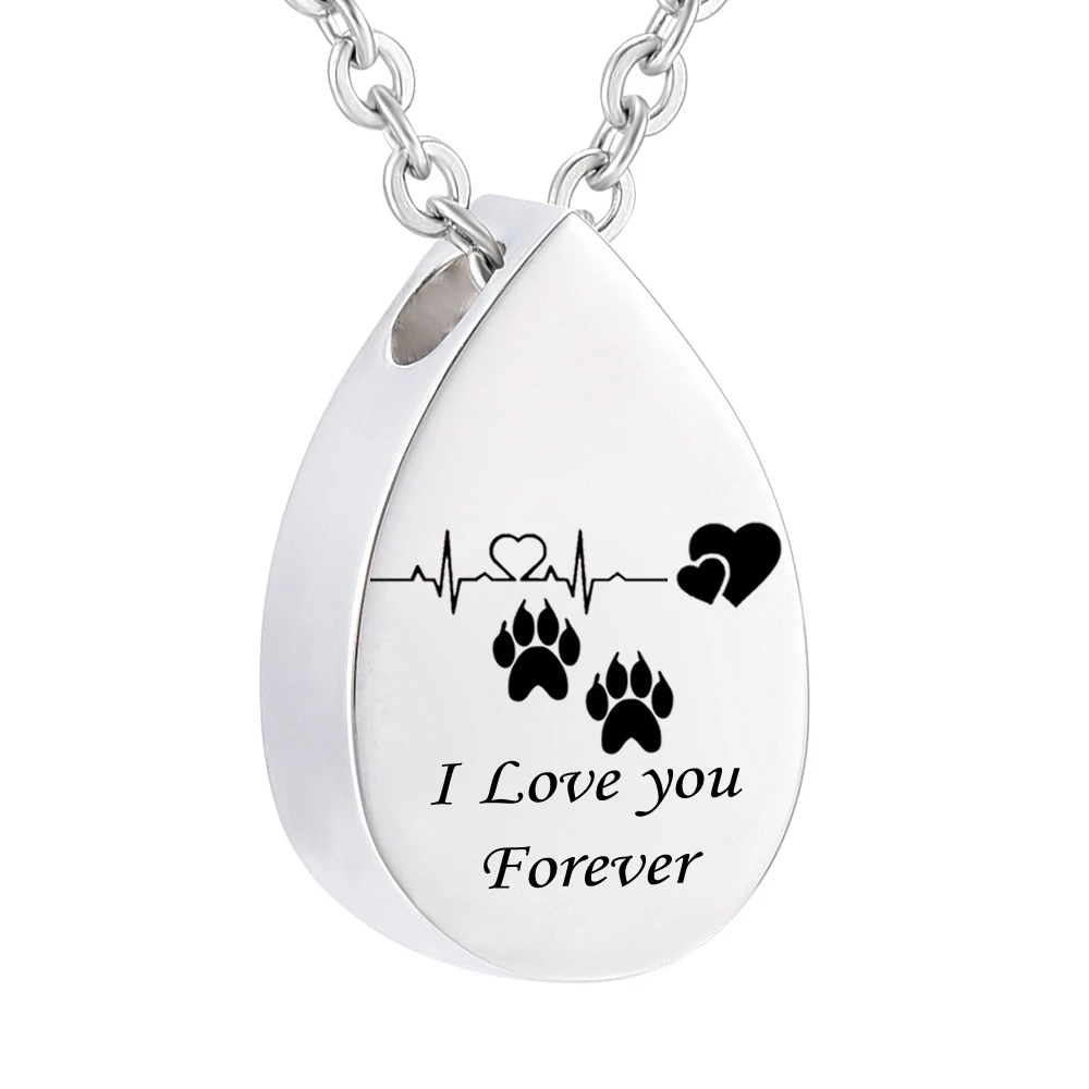 Stainless Steel Water droplets Necklace Memorial Jewelry Cremation Urn Ashes Pet cat Pendant Keepsake Paw print Pendant
Stainless Steel Water droplets Necklace Memorial Jewelry Cremation Urn Ashes Pet cat Pendant Keepsake Paw print Pendant