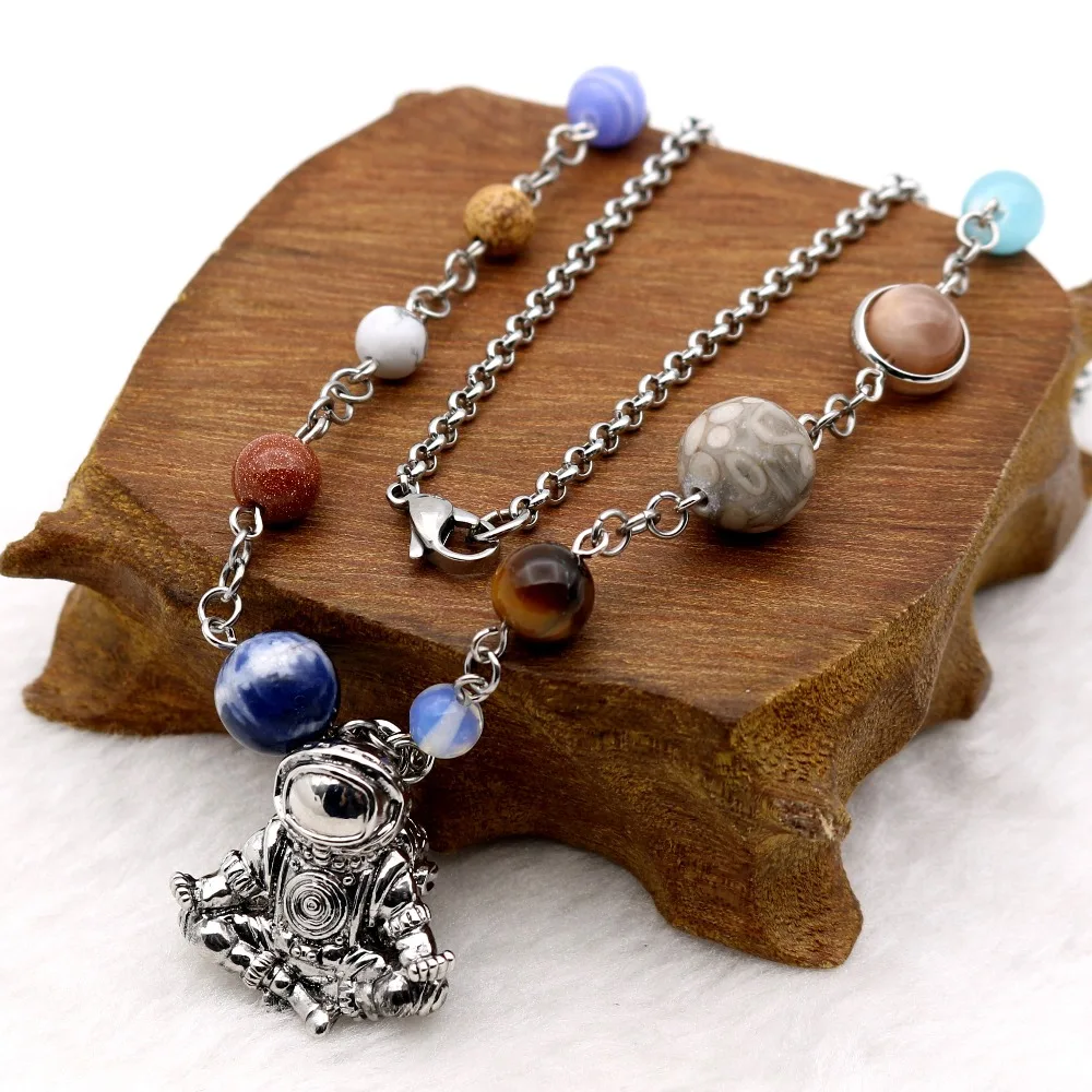 Meditated Astronaut Pendant Necklace Solar System 9 Planets Universe Space Jewelry Stainless Steel Chain Necklace
Meditated Astronaut Pendant Necklace Solar System 9 Planets Universe Space Jewelry Stainless Steel Chain Necklace