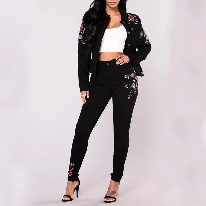 2017 New Black Embroidery Jeans Without Sexy Ripped Woman Fashion Floral Denim High Waist Pants Trousers For Women Jeans z15
2017 New Black Embroidery Jeans Without Sexy Ripped Woman Fashion Floral Denim High Waist Pants Trousers For Women Jeans z15