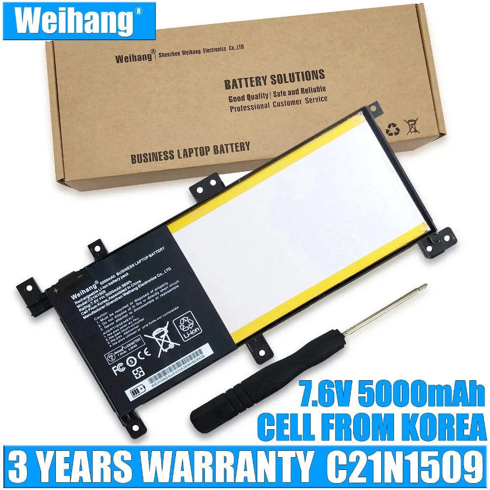 Korea Cell 5000mAh 38Wh 7.6V Weihang C21N1509 Laptop Battery For ASUS X556UA X556UB X556UF X556UJ X556UQ X556UR X556UV
Korea Cell 5000mAh 38Wh 7.6V Weihang C21N1509 Laptop Battery For ASUS X556UA X556UB X556UF X556UJ X556UQ X556UR X556UV