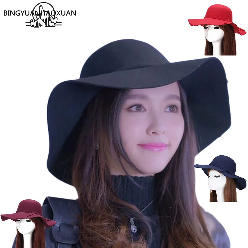 BINGYUANHAOXUAN 2017 New Style Soft Women Vintage Wide Brim Wool Felt Bowler Fedora Hat Floppy Cloche Women's Large Jazz Hats
BINGYUANHAOXUAN 2017 New Style Soft Women Vintage Wide Brim Wool Felt Bowler Fedora Hat Floppy Cloche Women's Large Jazz Hats