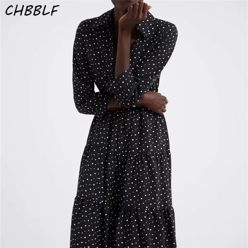 CHBBLF women black dots print dress bow tie sashes three quarter sleeve female casual dresses elastic waist pleate vestido O9025
CHBBLF women black dots print dress bow tie sashes three quarter sleeve female casual dresses elastic waist pleate vestido O9025