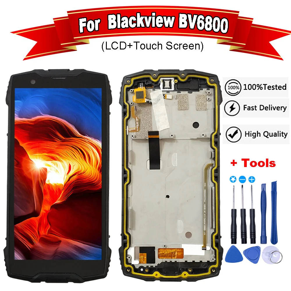 Для Blackview BV6800 ЖК дисплей + сенсорный экран дигитайзер рамка в сборе 100%