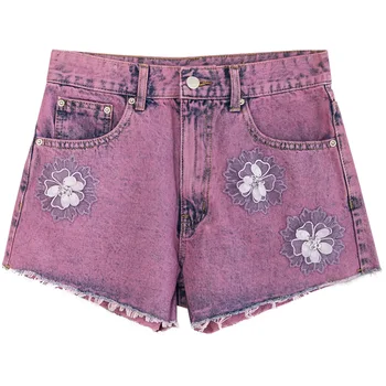 Summer Women Appliques Embroidery Sequined Purple Denim Shorts , Womens Woman High Waist Wide Leg Loose Jeans Shorts
Summer Women Appliques Embroidery Sequined Purple Denim Shorts , Womens Woman High Waist Wide Leg Loose Jeans Shorts