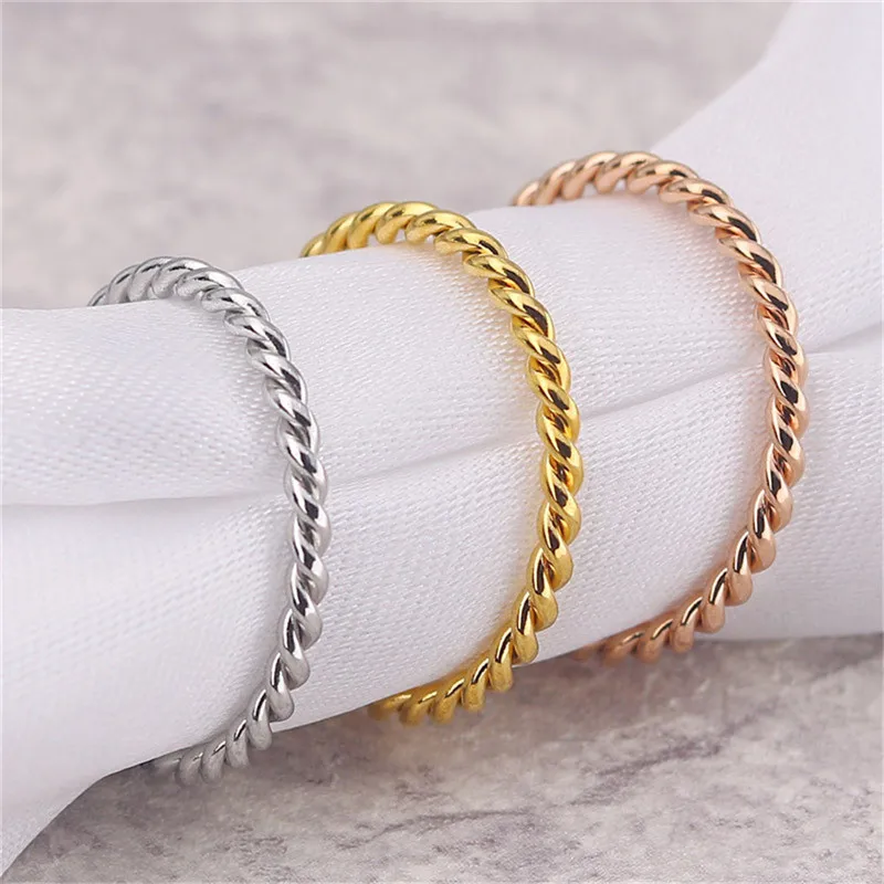 TTLIFE Stainless Steel Round Rings For Women 1.5mm Thin Rose Gold/Silver/Gold Color Twist Rope Stacking Wedding Rings bijoux
TTLIFE Stainless Steel Round Rings For Women 1.5mm Thin Rose Gold/Silver/Gold Color Twist Rope Stacking Wedding Rings bijoux