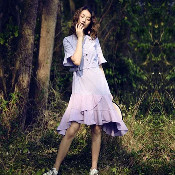 New Brand 2018 summer Dress Women Dresses irregular half sleeve shirt dress temperament in the new long waist fishtail
New Brand 2018 summer Dress Women Dresses irregular half sleeve shirt dress temperament in the new long waist fishtail