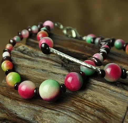 Sweet Glossy Candy Colored Apple Stone Beads & Garnet Pieces Tibetan Silver Two-layer Good Luck Bringing Bracelet Ethnic Jewelry
Sweet Glossy Candy Colored Apple Stone Beads & Garnet Pieces Tibetan Silver Two-layer Good Luck Bringing Bracelet Ethnic Jewelry
