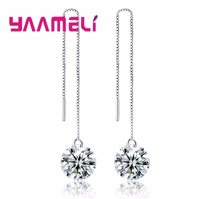 Classic Shining Cubic Zircon Stones CZ Crytal Earrings for OL Female 925 Sterling Silver Long Thread Tassel Jewelry
Classic Shining Cubic Zircon Stones CZ Crytal Earrings for OL Female 925 Sterling Silver Long Thread Tassel Jewelry