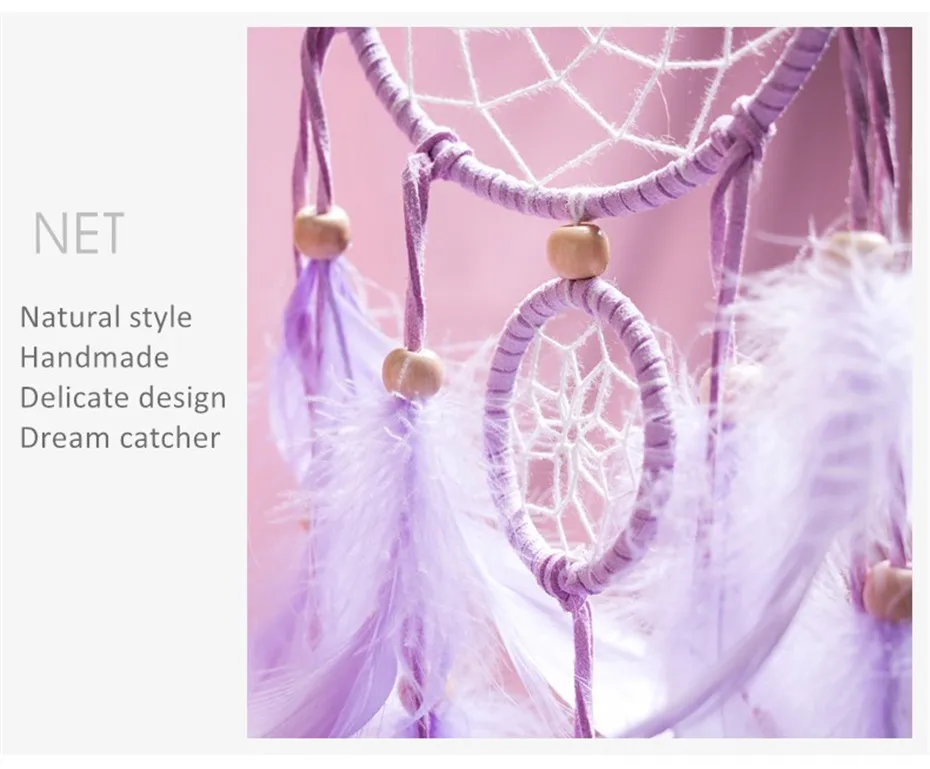 Caught Dreams Dream Catcher Handmade Traditional Indian wall art Diameter Long Wall hanging home decor Handmade LED lights