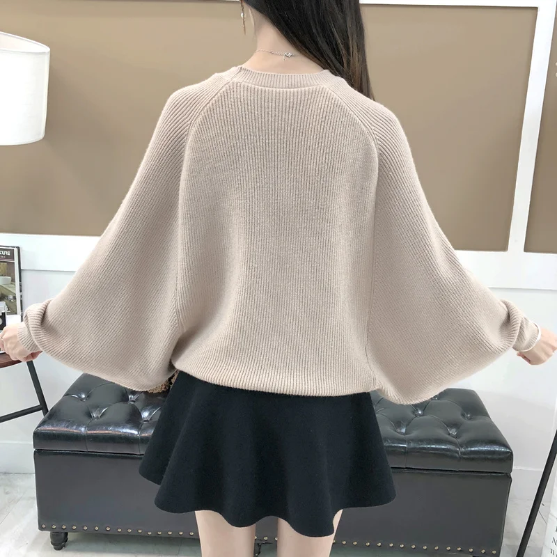Autumn Oversize Korean Women Cloak Knitted Sweater Blouse Long Bat Sleeve Shawl Female Pure Color Loose Casual Sweaters Jacket
Autumn Oversize Korean Women Cloak Knitted Sweater Blouse Long Bat Sleeve Shawl Female Pure Color Loose Casual Sweaters Jacket