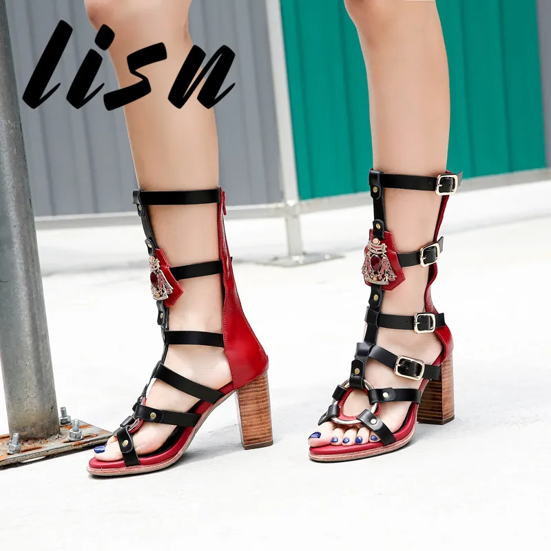 LISN New Genuine Leather Exotic Jewel Beading Summer Sandals Open Toe Buckle Strap Wooden Heel Sandal Boots Sandals Shoes Women
LISN New Genuine Leather Exotic Jewel Beading Summer Sandals Open Toe Buckle Strap Wooden Heel Sandal Boots Sandals Shoes Women