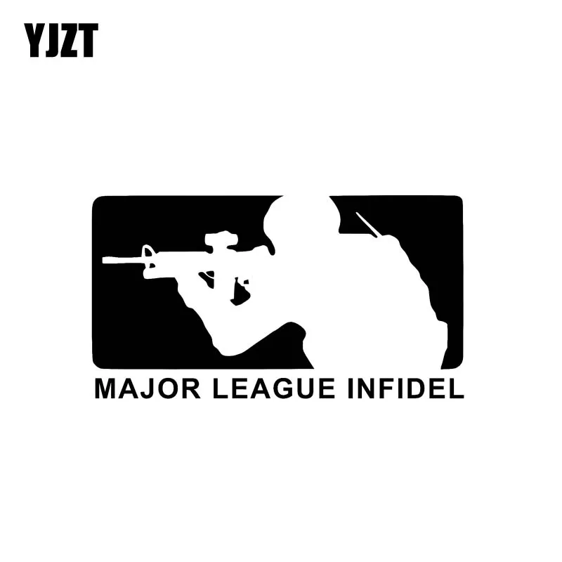 YJZT 15CM*8.2CM Major League Infidel Car Sticker Vinyl Decal Military USMC Army Navy Black/Silver C3-0142
YJZT 15CM*8.2CM Major League Infidel Car Sticker Vinyl Decal Military USMC Army Navy Black/Silver C3-0142