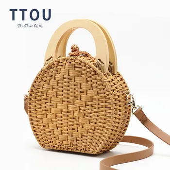 Straw Handbag Women Wooden Hand-Woven Top-Handle Beach Bag Circular Knitting Bags Travel Tote Straw Bags For Women Crossbody Bag
Straw Handbag Women Wooden Hand-Woven Top-Handle Beach Bag Circular Knitting Bags Travel Tote Straw Bags For Women Crossbody Bag