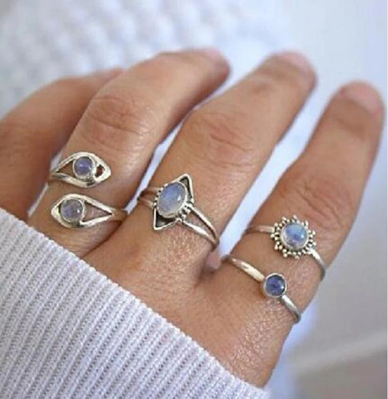 4 pcs/set Opal Stone Midi Rings for Women Minimalist Antique Silver Color Geometric Eye Flower Knuckle Rings Jewelry
4 pcs/set Opal Stone Midi Rings for Women Minimalist Antique Silver Color Geometric Eye Flower Knuckle Rings Jewelry