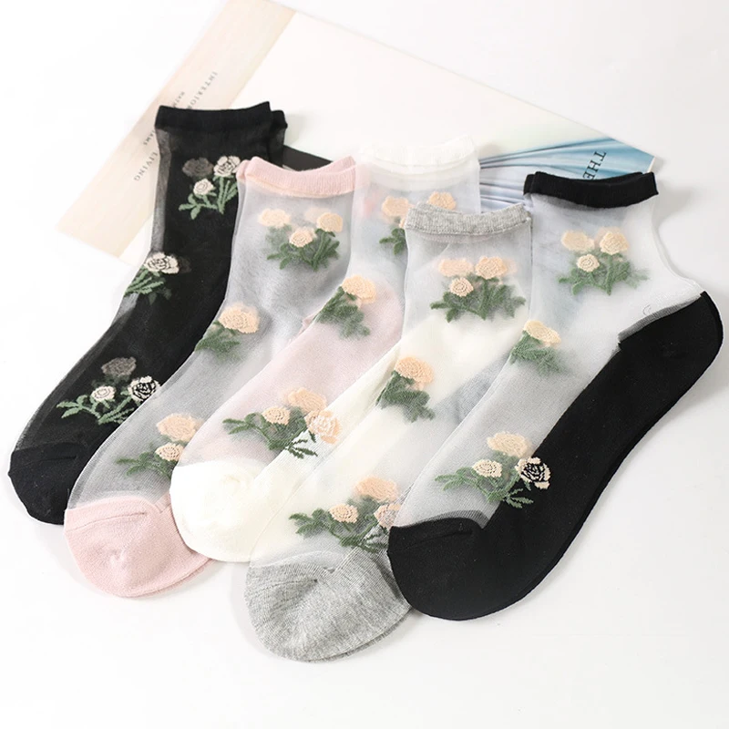 NEW 5 Pairs/Lot Spring Rose Flowers Transparent Cool Short Socks Women Mujer Anti-slip Japanese Thin Sweety Medias Cute Mesh Bas
NEW 5 Pairs/Lot Spring Rose Flowers Transparent Cool Short Socks Women Mujer Anti-slip Japanese Thin Sweety Medias Cute Mesh Bas