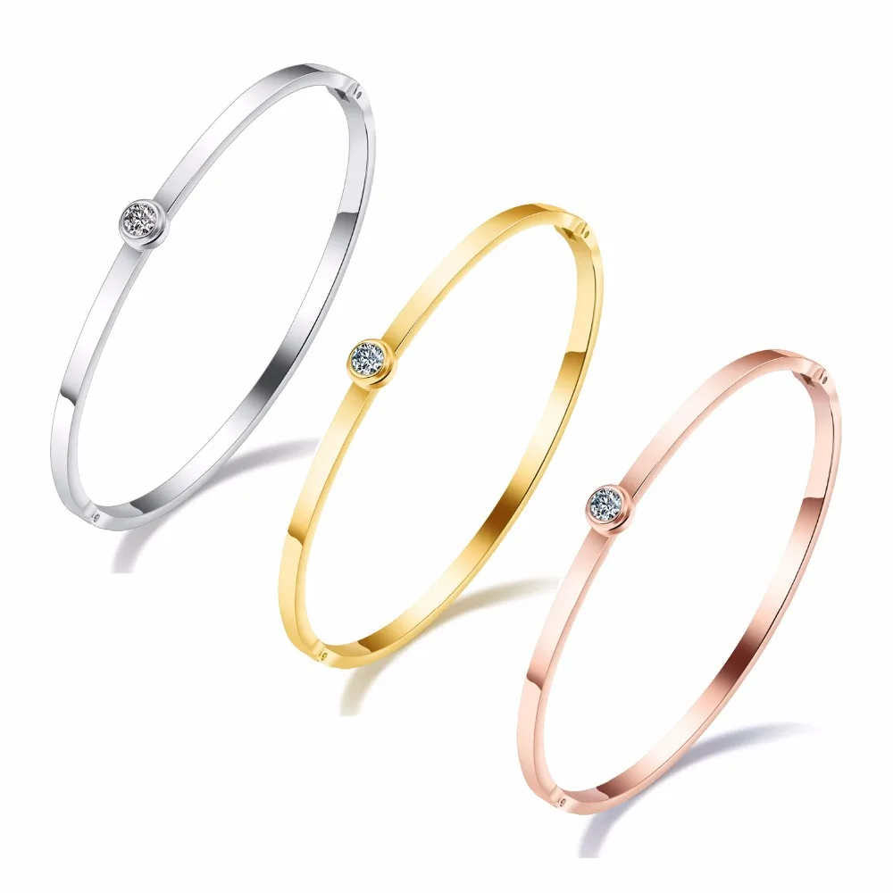 Fashion Simple Design Women's Open Bangle Bracelet Inlaid CZ Rose Gold /Gold Color/ Steel Color 316L Bracelet Jewelry Gift
Fashion Simple Design Women's Open Bangle Bracelet Inlaid CZ Rose Gold /Gold Color/ Steel Color 316L Bracelet Jewelry Gift