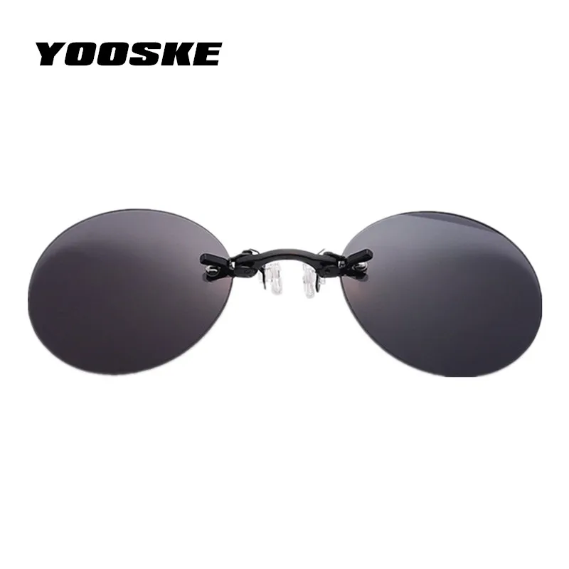 YOOSKE Mini Round Sunglasses Mens Clip On Nose Sun glasses Fashion Men Vintage Rimless Sunglasses Hacker Empire Muffies Glasses
YOOSKE Mini Round Sunglasses Mens Clip On Nose Sun glasses Fashion Men Vintage Rimless Sunglasses Hacker Empire Muffies Glasses