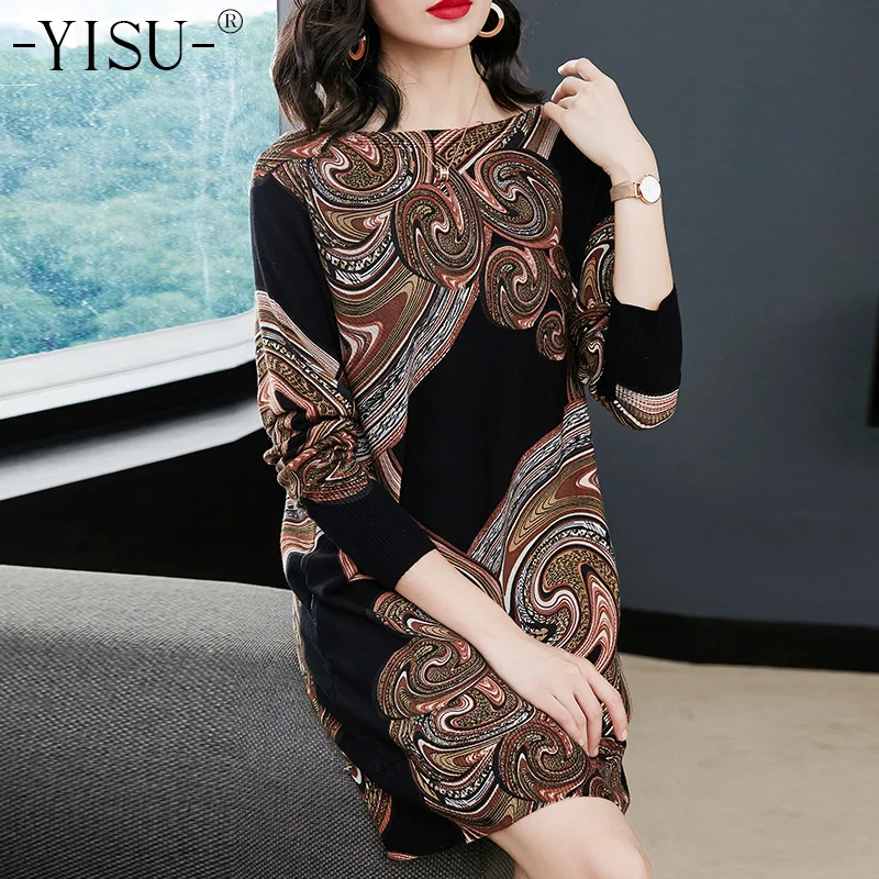 YISU Women autumn Dress 2018 Knitted Dress Long Sleeve Slim Sexy Dress Printed Sweaters winter Pullovers fashion Knit Dress
YISU Women autumn Dress 2018 Knitted Dress Long Sleeve Slim Sexy Dress Printed Sweaters winter Pullovers fashion Knit Dress