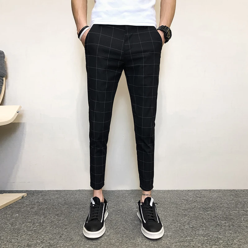 Plaid Slim Fit Pants Men 2019 New Summer Cool Black Ankle-Length Pants Man Stylish Koran Style Thin Checkered Men's Trousers
Plaid Slim Fit Pants Men 2019 New Summer Cool Black Ankle-Length Pants Man Stylish Koran Style Thin Checkered Men's Trousers