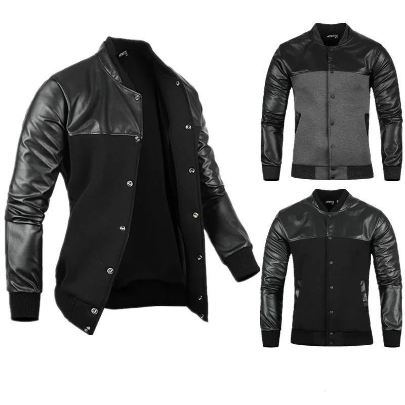 Man jacket autumn Mens PU Leather Stitching Black/Grey Leisure Jackets Skim casual outerwear mens Jackets and coats
Man jacket autumn Mens PU Leather Stitching Black/Grey Leisure Jackets Skim casual outerwear mens Jackets and coats
