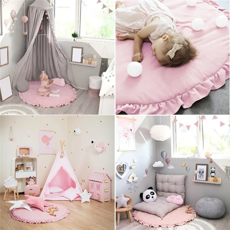 Newborn Baby Cotton Padded Play Mats Kids Soft Crawling Mat Lace Solid Color Round Floor Carpet Playmat Interior Room Decorate
Newborn Baby Cotton Padded Play Mats Kids Soft Crawling Mat Lace Solid Color Round Floor Carpet Playmat Interior Room Decorate
