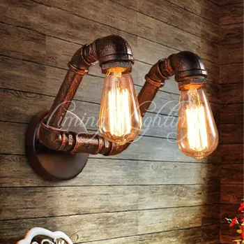 Double 2 Heads Water Pipe Vintage Scone E27 Plated Loft American Retro Vintage Iron Wall lamp Lights Antique Industrial 
Double 2 Heads Water Pipe Vintage Scone E27 Plated Loft American Retro Vintage Iron Wall lamp Lights Antique Industrial