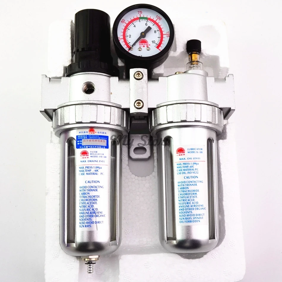 Air Compressor Oil Lubricator Moisture Water Trap Filter Regulator With Mount SFC-200
Air Compressor Oil Lubricator Moisture Water Trap Filter Regulator With Mount SFC-200