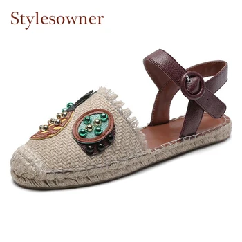 New Summer Hemp Appliques Rivets Pineapple Casual Shoes Women Straw Weaving Thick Bottom Embroider Leisure Fisherman Sandals
New Summer Hemp Appliques Rivets Pineapple Casual Shoes Women Straw Weaving Thick Bottom Embroider Leisure Fisherman Sandals