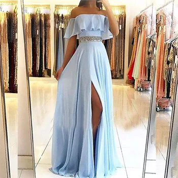 Sexy Straples Light Blue Sleeves Evening Dresses Long 2018 Chiffon with Lace A-line Prom Dress Women Party Gowns robe de soiree
Sexy Straples Light Blue Sleeves Evening Dresses Long 2018 Chiffon with Lace A-line Prom Dress Women Party Gowns robe de soiree