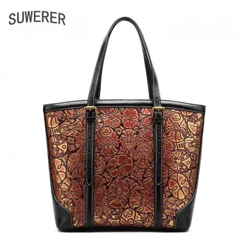 SUWERER Genuine Leather women bags for women new luxury handbags women bags designer Chinese style quality handmade art bags