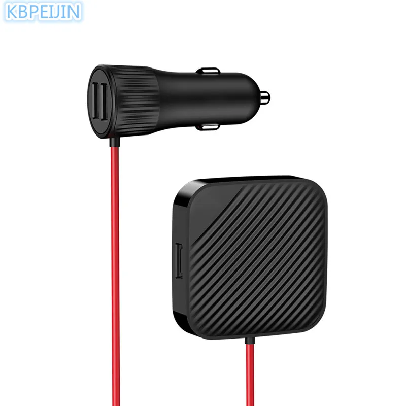 Новинка 4 порта USB Автомобильное зарядное устройство удлинитель Кабель заднее